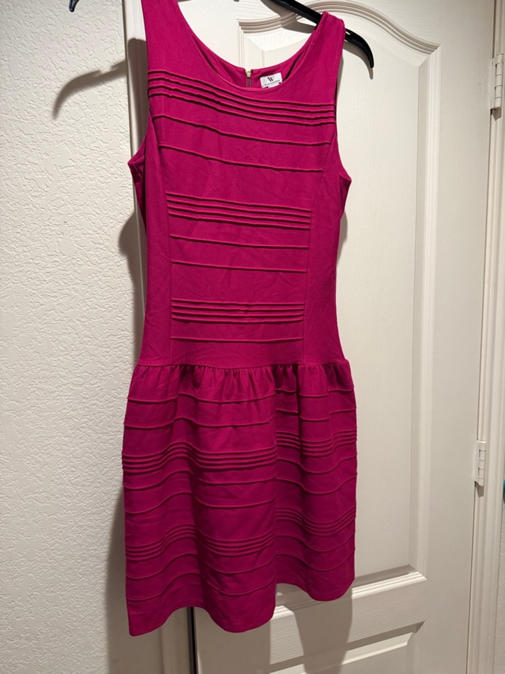 Worthington Hot Pink Pleated Fit-and-Flare Mini Dress